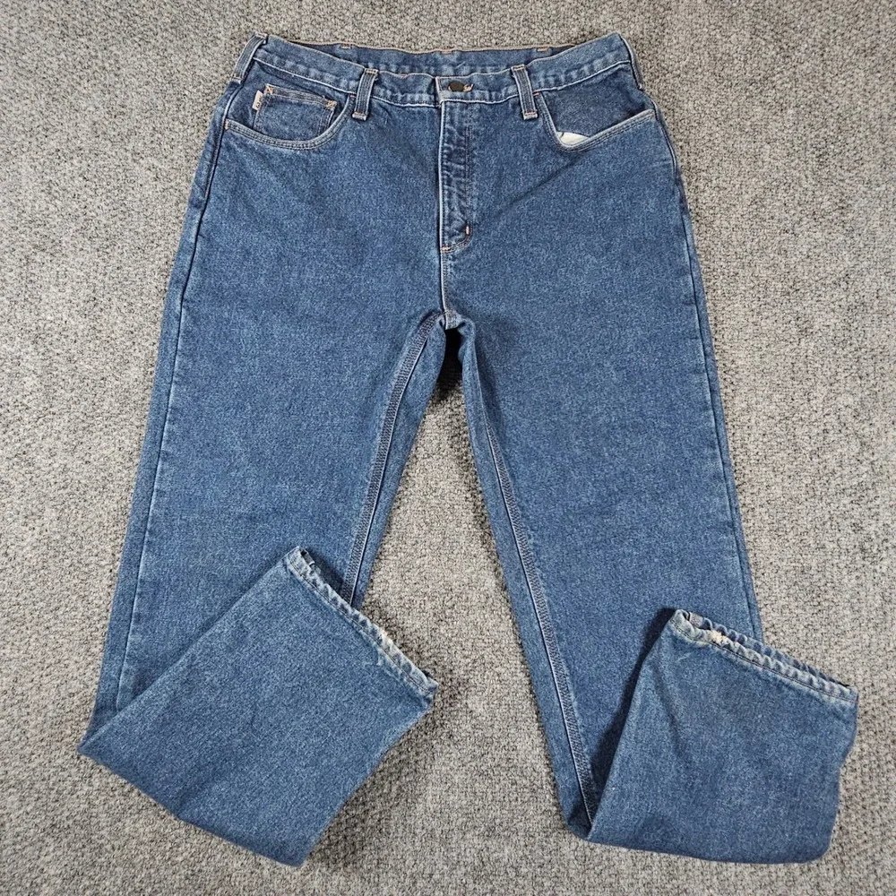 Carhartt FR Flame Resistant Relaxed‎ Fit Jeans Mens 38x34 Lined Blue Denim